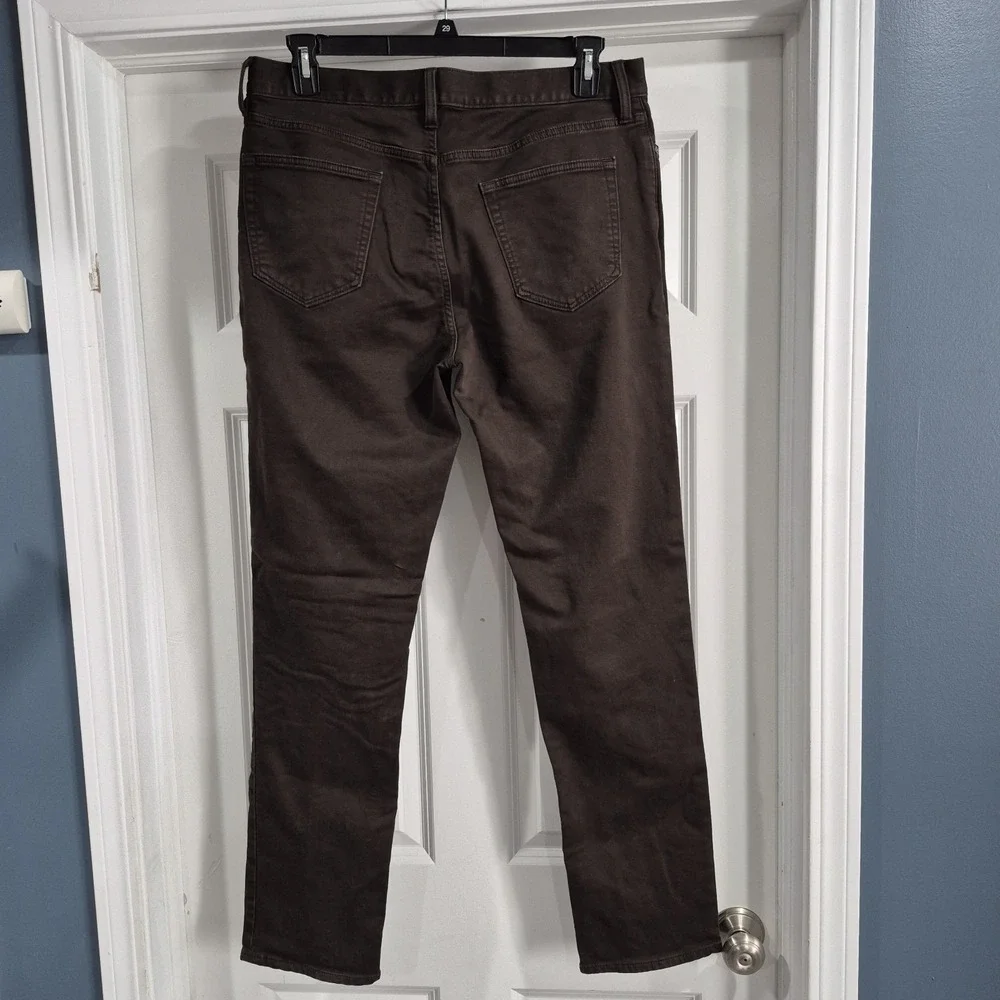 Banana Republic Traveler Pants Mens 35x34 Brown Slim Fit Stretch *Flaws